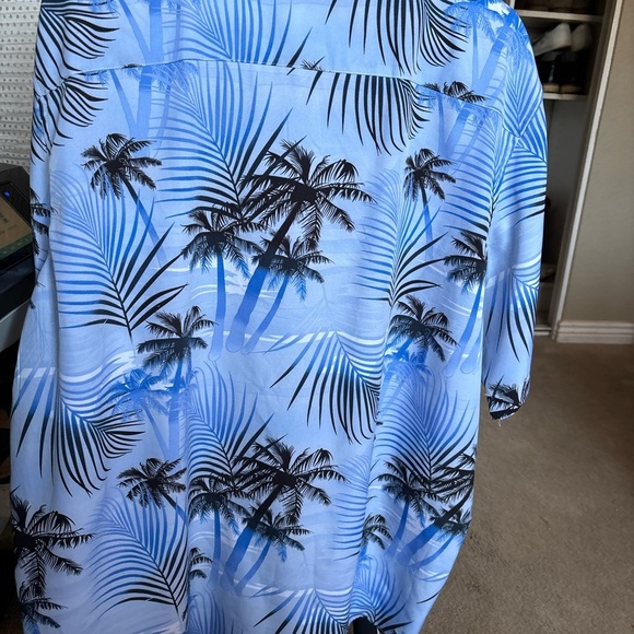 Vintage Italian Full Print Men’s Graphic Dress Shirt Button Up 2XL Beach Blue - Picture 2 of 15